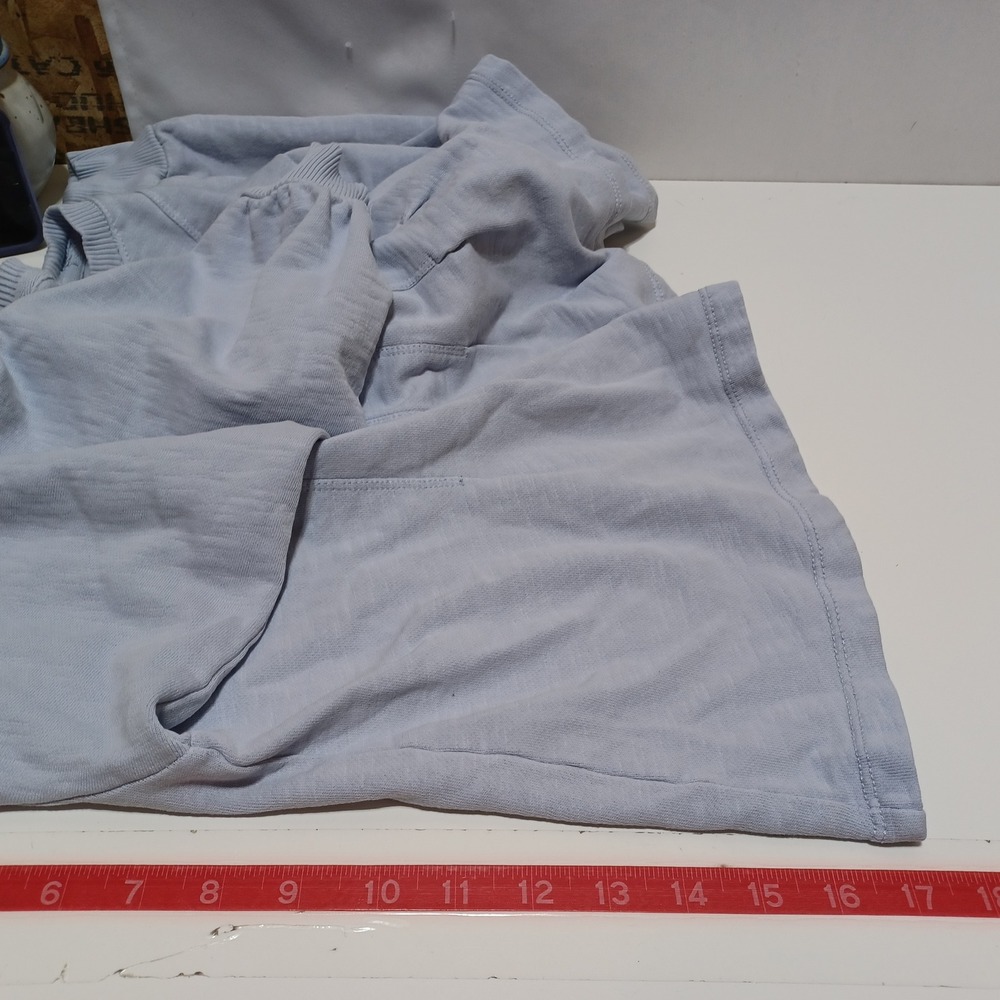Anthro Pilcro Box Pleated Crop Sweatshirt Womens M Blue Cotton Coastal Lounge - Picture 9 of 10